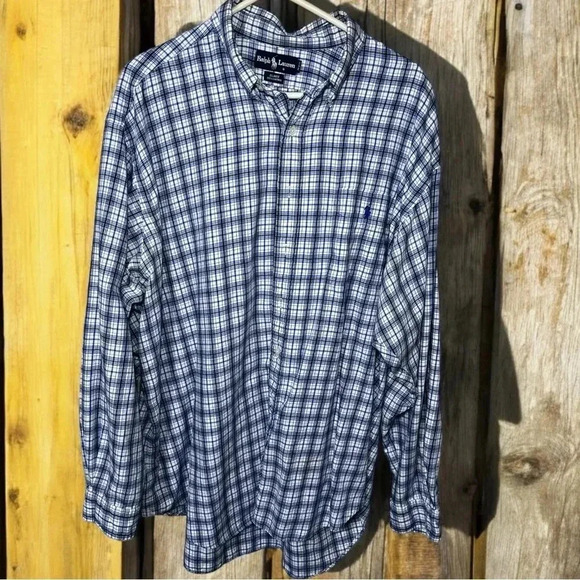 Ralph Lauren Blaire Cotton Long Sleeve Button Down Blue Plaid Shirt - Picture 1 of 8